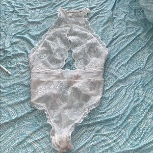 White halter body suit/teddy